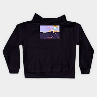 Cat Watching Sunset Cute Kids Hoodie